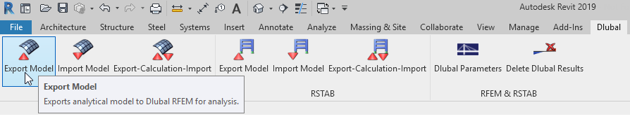 Option for model output in the software menu using special functionalities.